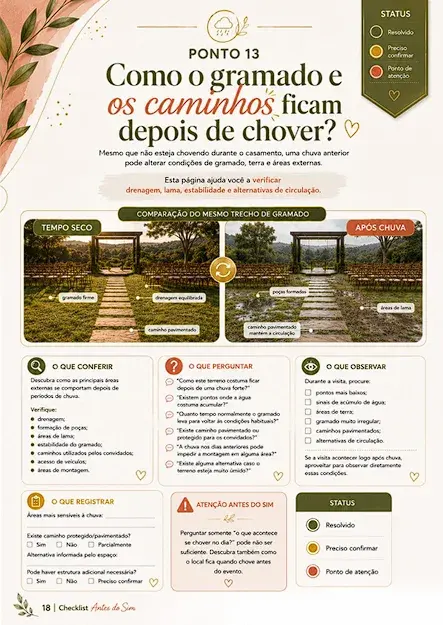 Página do Checklist — som e horário